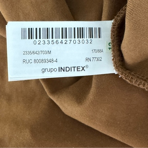 NWT Zara V-neck Bodysuit Brown Tan M Long Sleeve Deep V Neutral Basic Normcore - Picture 6 of 8